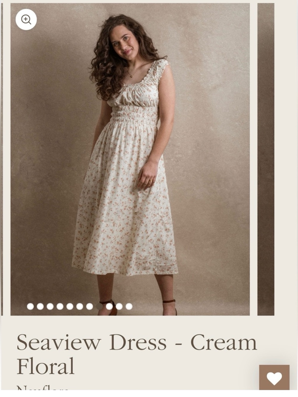 Cream Floral Midi Dress with Ruffle Straps